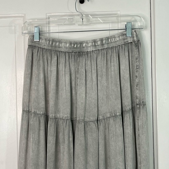 Anandas Boho Tiered Wide Leg Palazzo Pants Size M Grey Festival Beachy Pull On - Picture 9 of 13